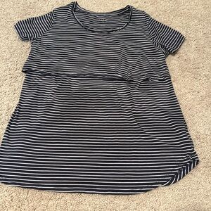 Isabel maternity medium navy blue striped shirt